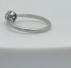 Bague vintage solitaire diamant or gris 18K