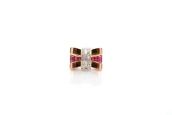 Bague vintage tank diamants et rubis