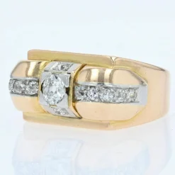 Bague vintage tank or jaune diamants