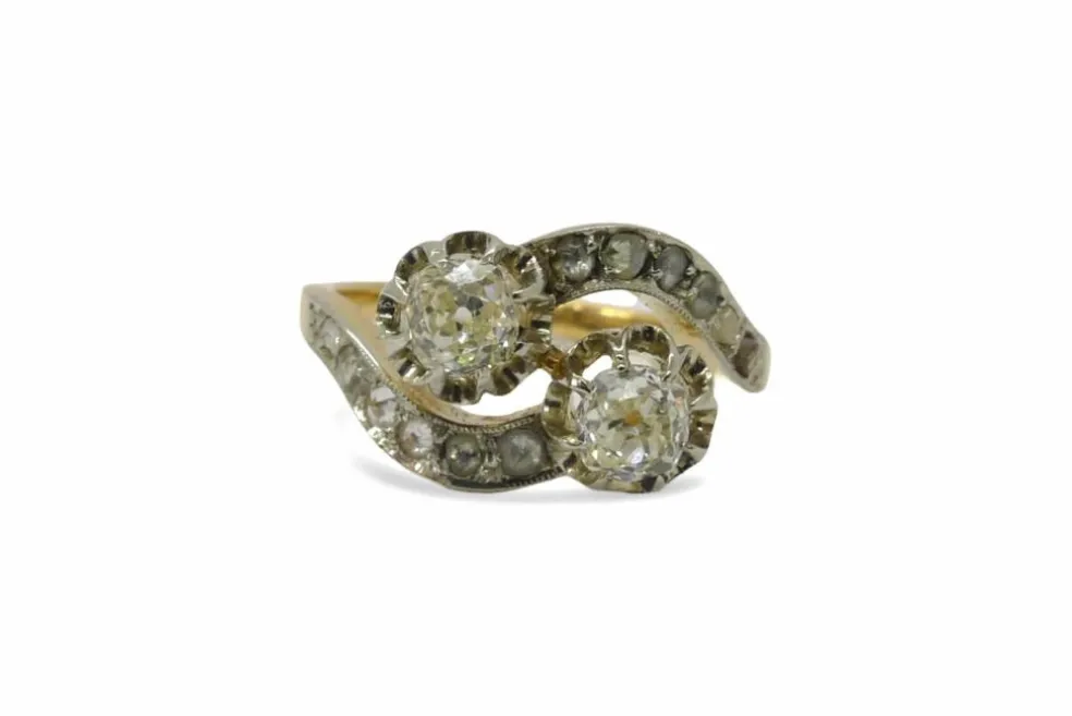 Bague vintage Toi & Moi or et diamants