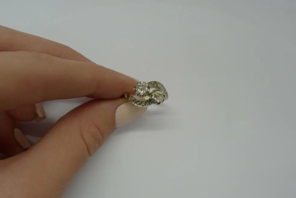 Bague vintage Toi & Moi or et diamants
