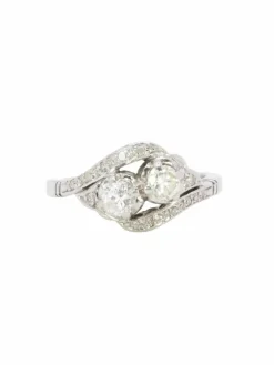 Bague vintage toi et moi or blanc diamants