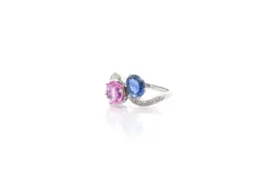 Bague vintage toi et moi saphirs et diamants en platine