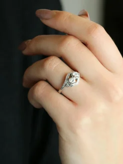 Bague vintage toi et moi or blanc diamants