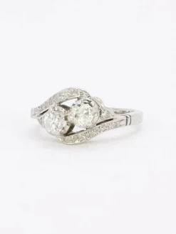 Bague vintage toi et moi or blanc diamants