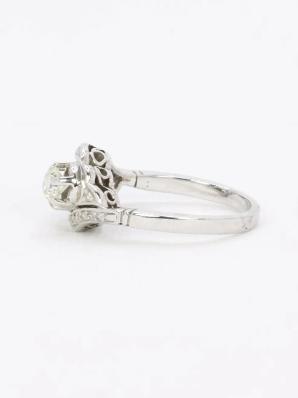 Bague vintage toi et moi or blanc diamants