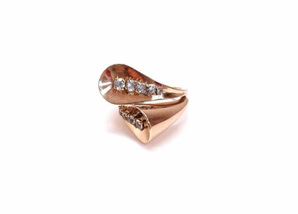 Bague vintage Toi et Moi or rose