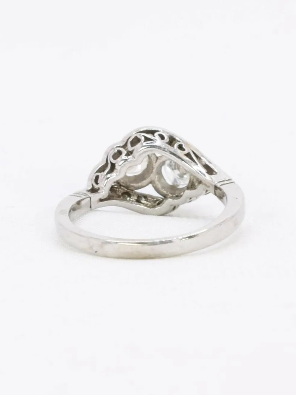 Bague vintage toi et moi or blanc diamants