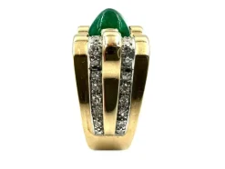 Bague vintage vers 1950 or jaune, émeraude et diamants