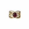 Bague Volutes or jaune, rubis et diamants