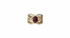 Bague Volutes or jaune, rubis et diamants