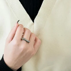 BAGUE WAVE OR ET DIAMANTS.