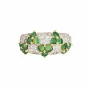 Bague zigzag en or jaune, émeraude et diamants des années 80