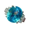 Bague zircon bleu naturel diamants