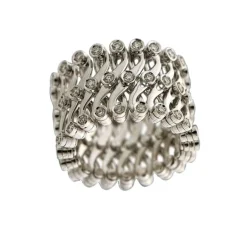 Bague-Bracelet en or blanc, Diamants Naturels