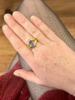 Bague lilas améthyste et péridots
