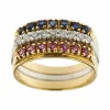 Bagues Riviera avec saphirs, rubis et diamants
