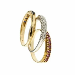 Bagues Riviera avec saphirs, rubis et diamants