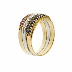 Bagues Riviera avec saphirs, rubis et diamants