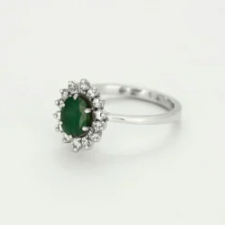 Bagur marguerite or blanc, émeraude et diamants