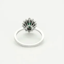 Bagur marguerite or blanc, émeraude et diamants