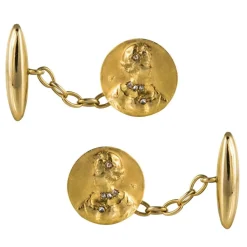 Becker - Boutons de manchettes anciens art nouveau or et diamants