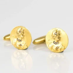 Becker - Boutons de manchettes anciens art nouveau or et diamants