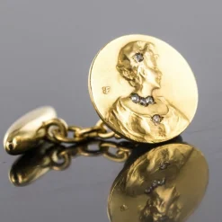 Becker - Boutons de manchettes anciens art nouveau or et diamants