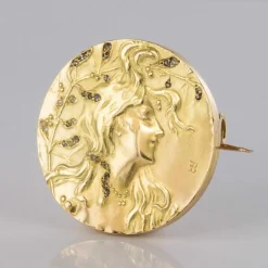 Becker - Broche art nouveau or et diamants taillés en rose