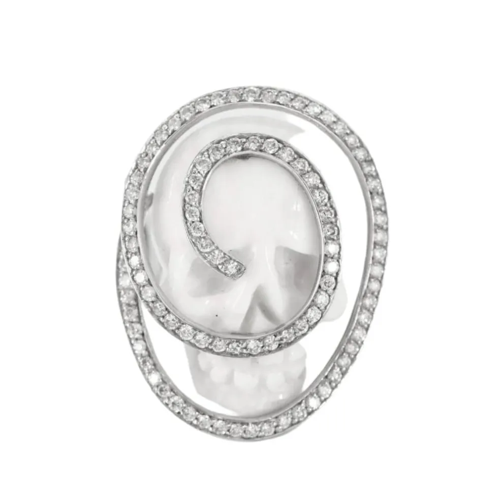 BERNARD DELETTREZ - Bague or blanc, diamants et jaspe blanc