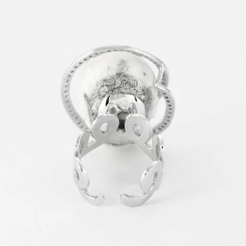 BERNARD DELETTREZ - Bague or blanc, diamants et jaspe blanc
