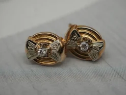 Boucle d'oreille or jaune et gris diamants
