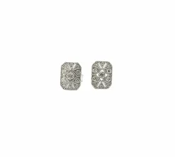 Boucle d’oreilles art déco or blanc et diamants