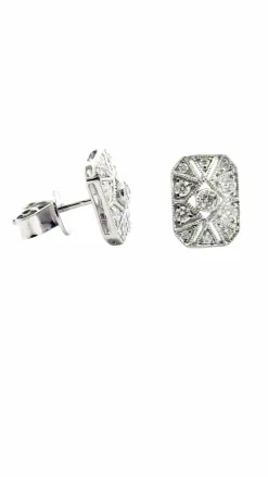 Boucle d’oreilles art déco or blanc et diamants