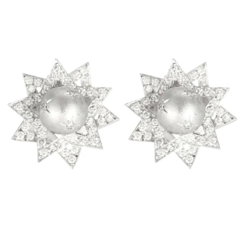 Boucle d'oreilles étoiles, or blanc