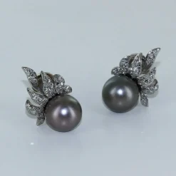Boucles à clips perles de Tahiti et diamants
