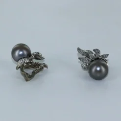 Boucles à clips perles de Tahiti et diamants