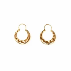 Boucles créoles or jaune à décor rayonnant