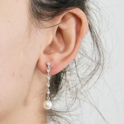 Boucles D Oreille Pendantes Perles Diamants