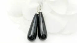 Boucles d'oreille en or blanc, diamants et onyx