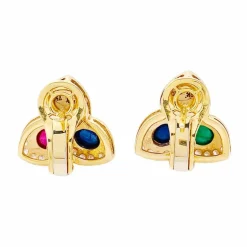 Boucles d'oreille "Tutti Frutti" or jaune, diamants, pierres de couleurs.