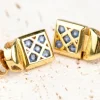 Boucles d'oreilles 18 carats Or jaune 0.20ct Saphir
