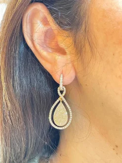 Boucles d’oreilles 2 en 1 or rose diamants