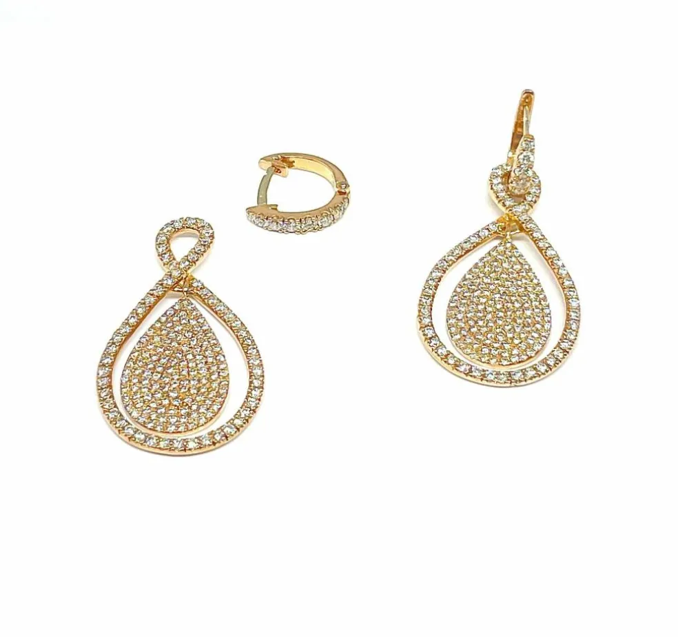 Boucles d’oreilles 2 en 1 or rose diamants