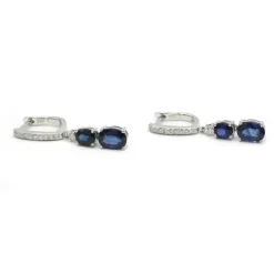Boucles d'oreilles - Or blanc, saphirs et diamants