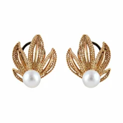 BOUCLES D’OREILLES « VELVET » OR & PERLE