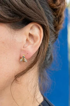 Boucles d'oreilles Abeilles Or jaune Saphir