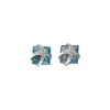 BOUCLES D'OREILLES AIGUE MARINE & DIAMANTS