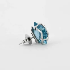 BOUCLES D'OREILLES AIGUE MARINE & DIAMANTS