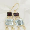 Boucles d'oreilles Aigue-marine Grenat
